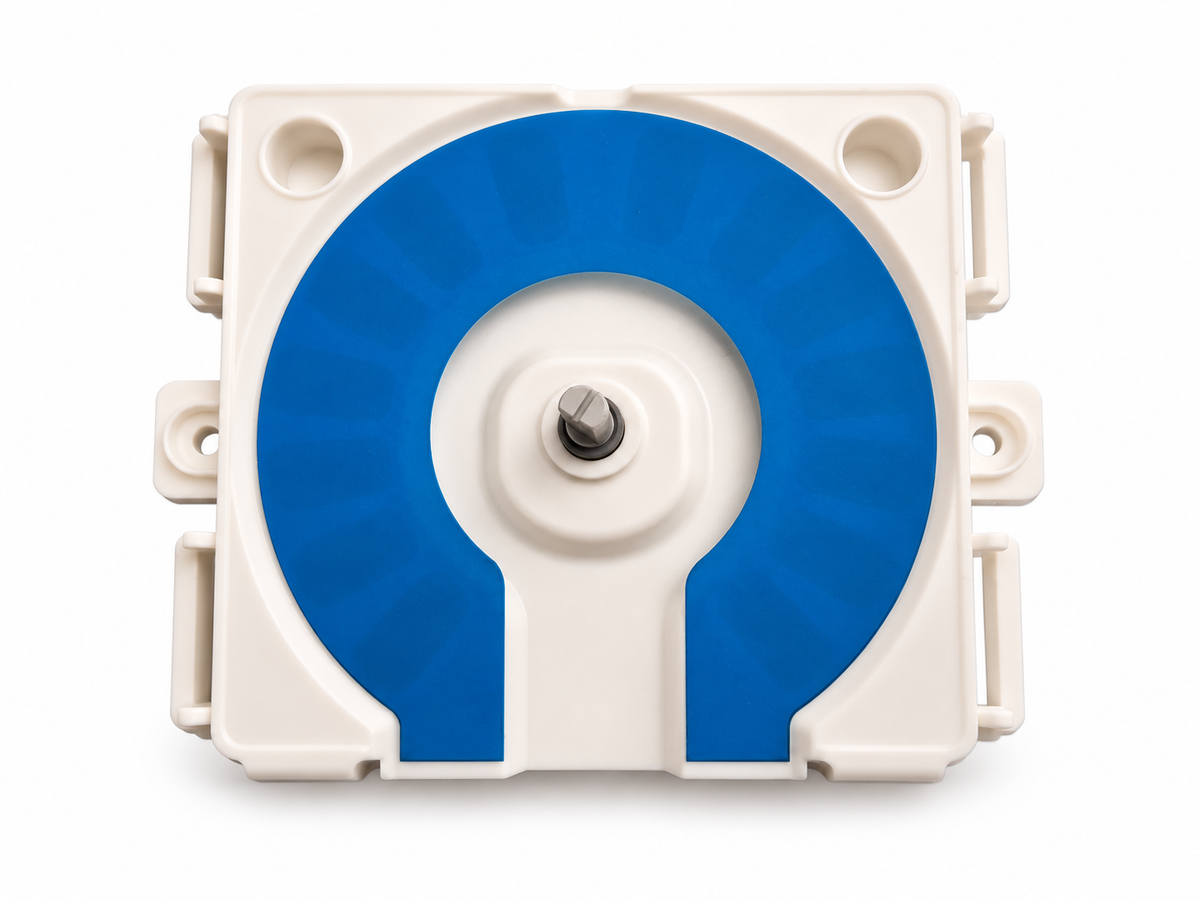 Samsung DC92-02401A dryer jog control module with blue circular selector and white housing