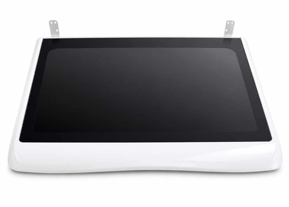 GE WH10X40097 Lid Frame & Glass Assembly (White)