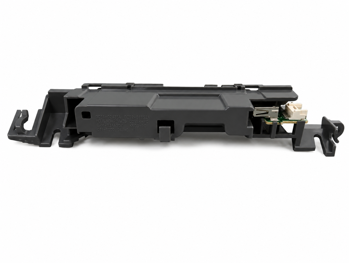 DC64-03427A002 Samsung dryer console panel frame with mounting points and housing for the control-panel components.