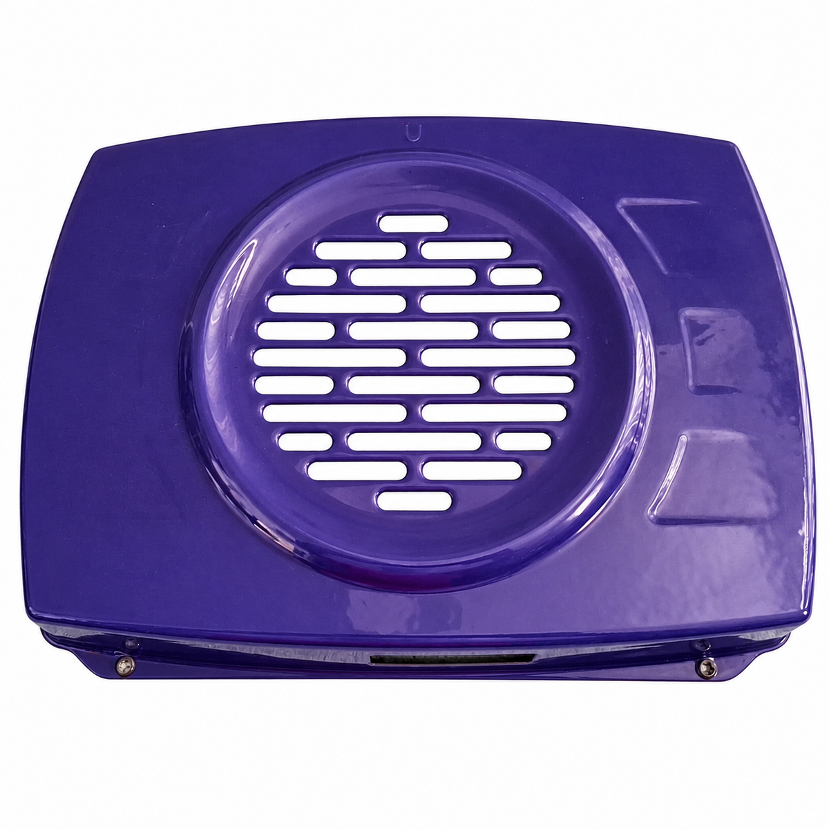 LG MCK68473110 range heater cover with circular ventilation grille and purple enamel finish.
