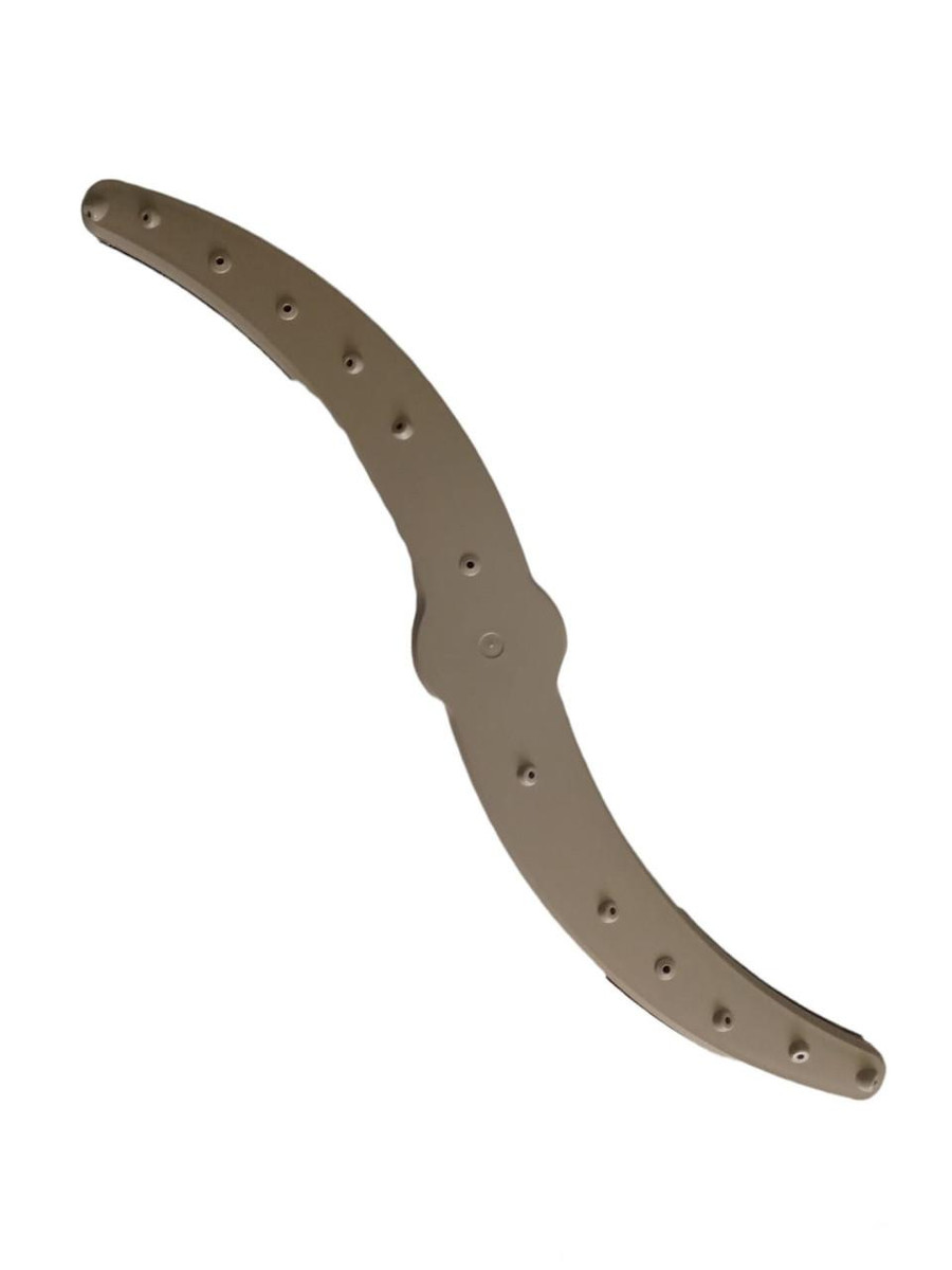 Genuine OEM GE WD22X27724 dishwasher lower spray arm assembly replacement part on a clean white background, designed to distribute wash water throughout the lower dishwasher rack.
