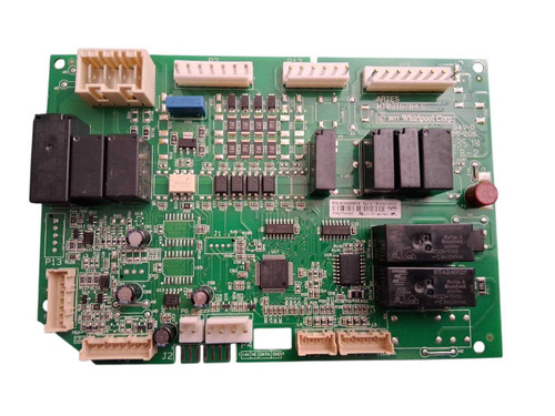 Whirlpool W10589838 refrigerator main control board OEM replacement part with multi-pin connectors for select Whirlpool, Maytag, and Ikea refrigerators.