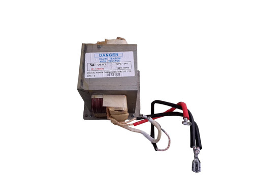 Whirlpool microwave high-voltage transformer W10836753 genuine OEM replacement part powering magnetron and capacitor for proper heating.