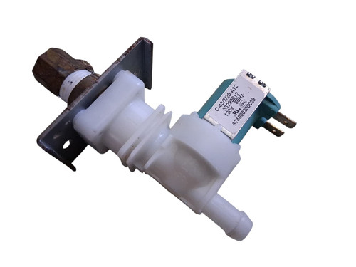 Midea dishwasher water inlet valve 17476000001140 front view showing inlet port and electrical terminals