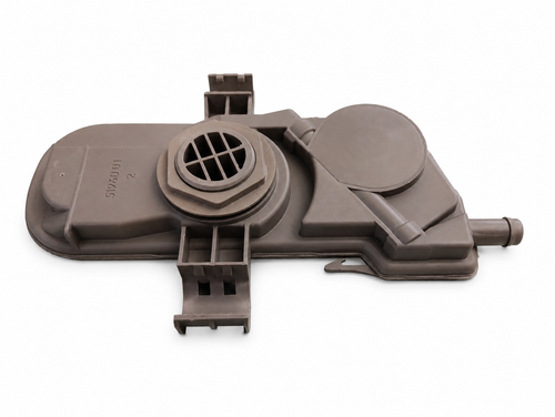 W10041900 Whirlpool dishwasher water inlet flowmeter with attached wiring connector.