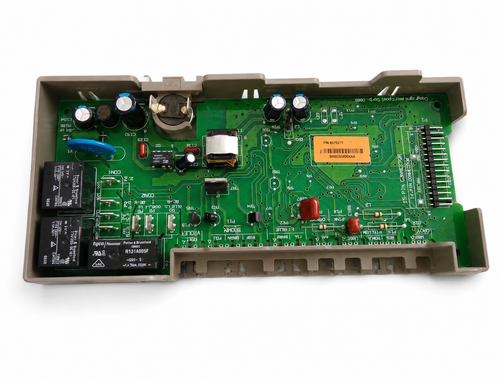WPW10084141 KitchenAid dishwasher main control board with electronic components, connectors, and protective housing.
