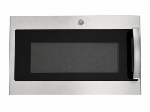 GE WB56X30286 stainless steel microwave door assembly with handle and flat GE logo