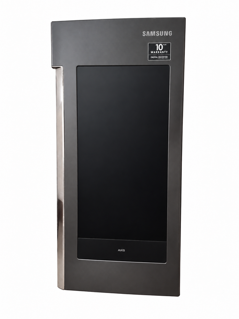 Samsung RF28N9780SG refrigerator upper right door assembly with touchscreen and handle.