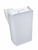 Refrigerator ice bucket assembly with attached metal rod and spring mechanism.