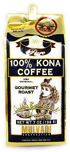 Mulvadi 100% Kona Coffee Whole Bean 7 Ounce