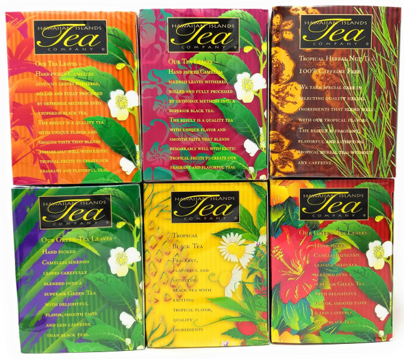 Hawaiian Islands Tea Company Tropical Tea Assortment, 6 All-Natural Flavors, 120 Tea Bags Blended and Packed in Hawaii (Pack of 6)