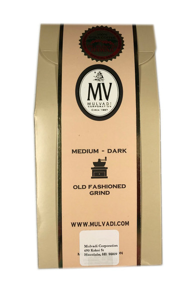 Mulvadi 100% Kona Coffee Old Fashioned Grind, Medium-Dark Roast 7 oz.