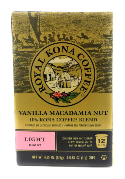 Royal Kona Coffee Vanilla Macadamia, Light Roast, Single-Serve Coffee Pods - 12 Count Box - view 2