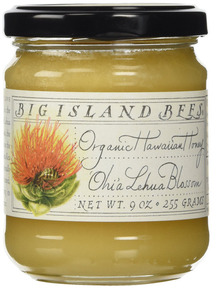 Big Island Bees Organic Hawaiian Ohia Lehua Blossom Honey - 9 oz Glass Jar: Pure, Unfiltered, and Raw Honey from Hawaii's Remote Volcanic Slopes