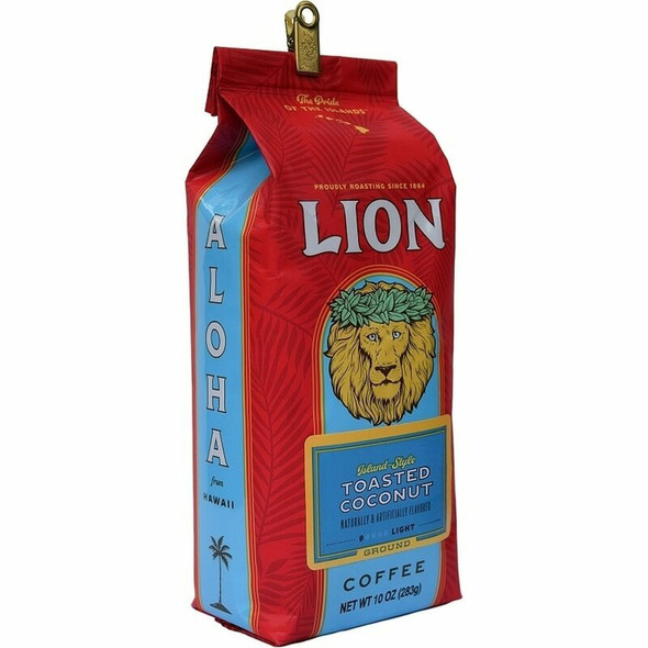 Lion Coffee, Toasted Coconut Flavor, Light Roast, Pre-Ground, 10 Ounce Bag - view 2