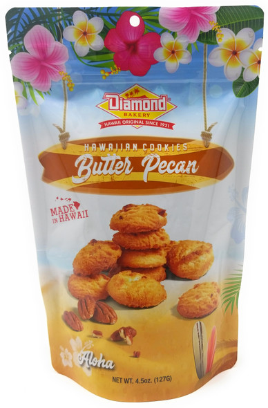 Diamond Bakery Hawaiian Butter Pecan Cookies - Irresistibly Delicious 4.5oz Resealable Pouch, Made with Aloha in Hawaii
