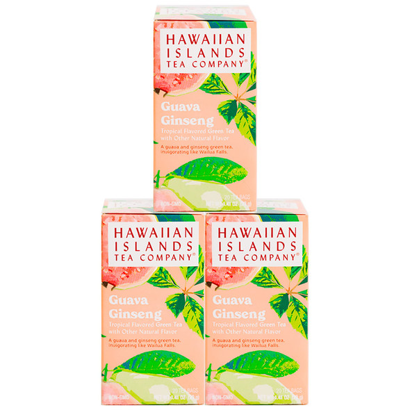 Hawaiian Islands Guava Ginseng Tropical Green Tea (60 Tea Bags (Pack of 3))