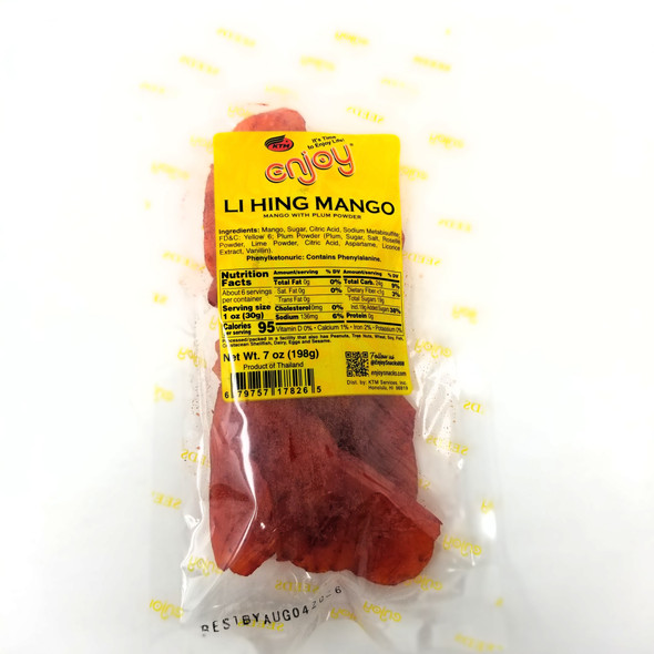 Enjoy Snacks Li Hing Mango 7oz Resealable Bag | Sweet Dried Mango with Plum Powder