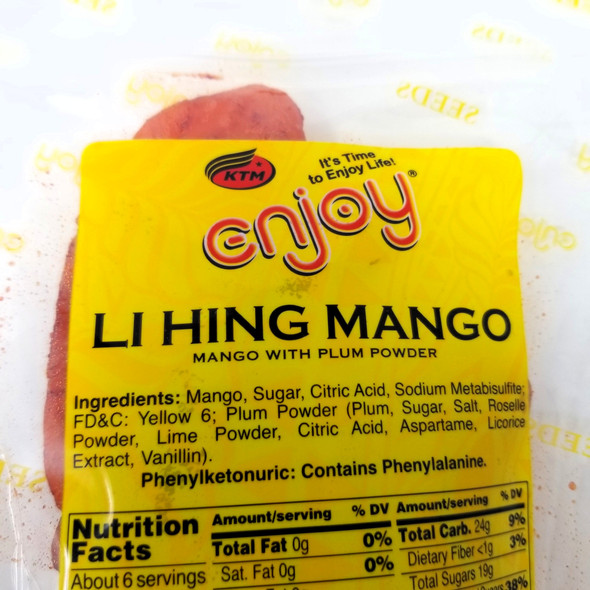 Enjoy Li Hing Mango 7oz Resealable Bag | Sweet Dried Mango with Plum Powder