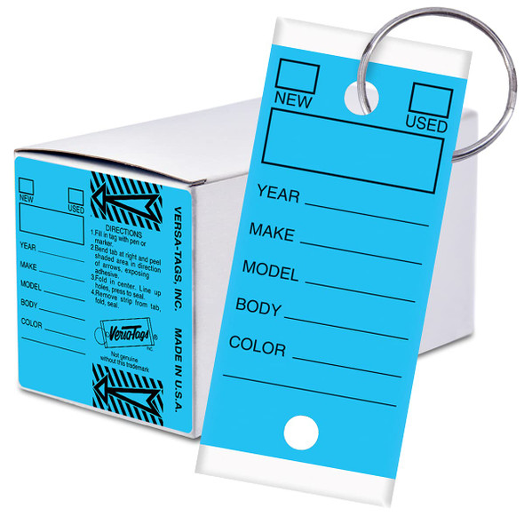 Versa-Tags 250 Key Tags, Self Protecting Poly, 1.25''x3'', Highly Resistant to Abrasion, 250 Key Tag Pack, 250 Chrome Plated Key Tag Rings Included Color Blue Versa-Tags 250 Key Tags, Self Protecting Poly, 1.25''x3'', Highly Resistant to Abrasion, 250 Key Tag Pack, 250 Chrome Plated Key Tag Rings Included Color Blue