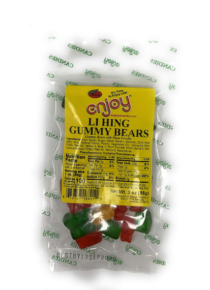 Enjoy Snacks Li Hing Gummy Bears 3oz Bag