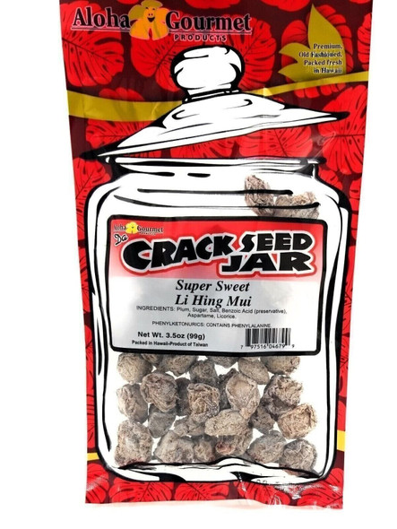 Aloha Gourmet Da Crack Seed Jar Super Sweet Li Hing Mui 3.5 oz Bag - Plum Snack
