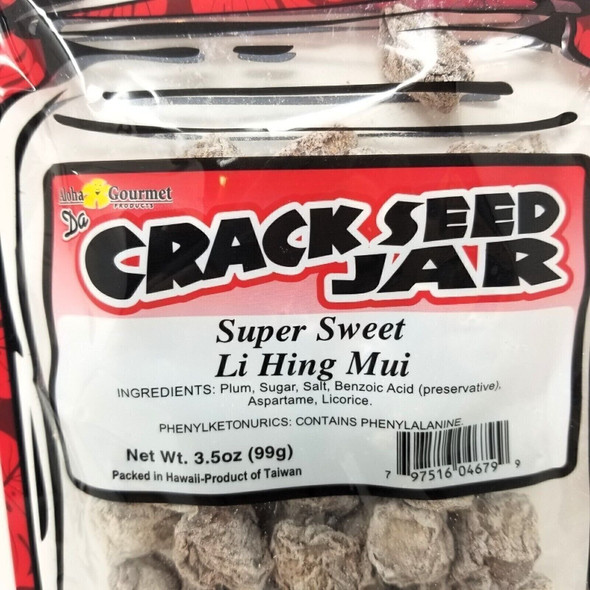 Aloha Gourmet Da Crack Seed Jar Super Sweet Li Hing Mui 3.5 oz Bag - Plum Snack - view 2