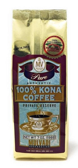 Mulvadi 100% Kona Coffee Private Reserve Ground 7 Ounces Resealable Bag - view 2
