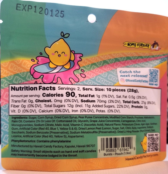 Noms Gushers Li Hing & Lemon Peel Gummy Snack 1.9 oz – Made in Hawaii, Vegan Noms Gushers Li Hing & Lemon Peel Gummy Snack 1.9 oz – Made in Hawaii, Vegan