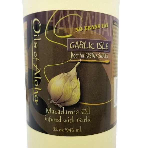 Oils of Aloha Macadamia Cooking Oil Infused with Garlic 32 Oz No Trans Fat Oils of Aloha Macadamia Cooking Oil Infused with Garlic 32 Oz No Trans Fat