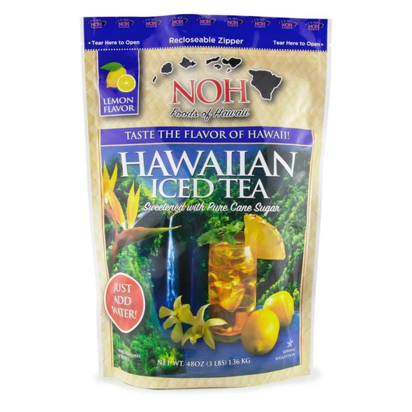 NOH Foods Hawaiian Iced Tea Mix Lemon Flavor 48oz Sweetened with Pure Cane Sugar