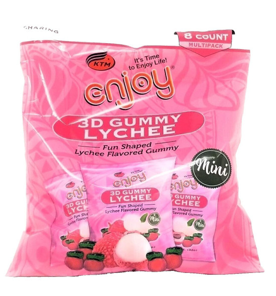 Enjoy 3D Lychee Gummy Candy - 8 Pack Multipack, Fun Shaped, Sharing is Cool!