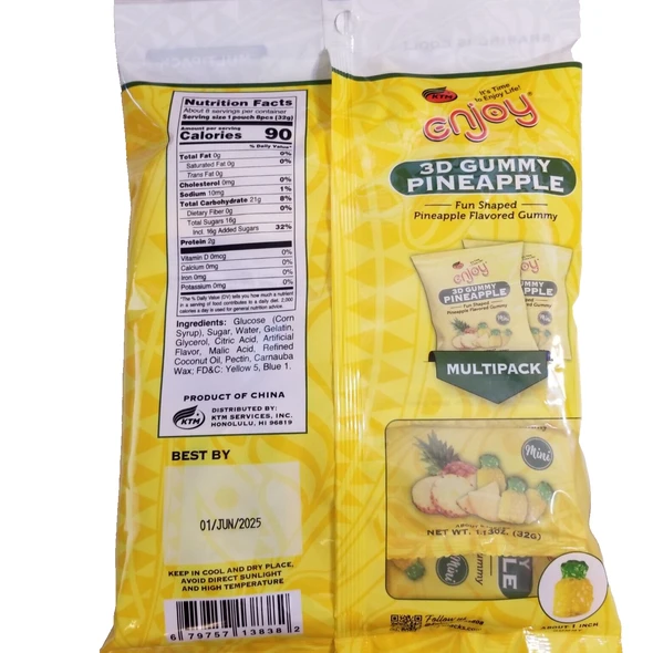 Enjoy Snacks 3D Pineapple Gummy Candy - 8 Pack Multipack, Fun Shaped, Sharing is Cool! - view 2