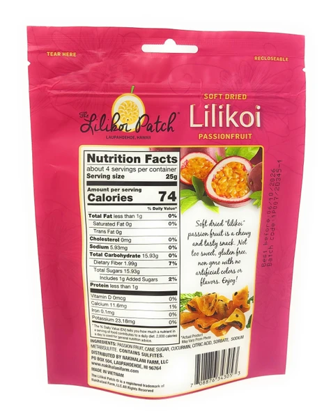 The Lilikoi Patch Soft Dried Lilikoi Passionfruit Snack 3.5 oz Resealable Hawaii - view 2