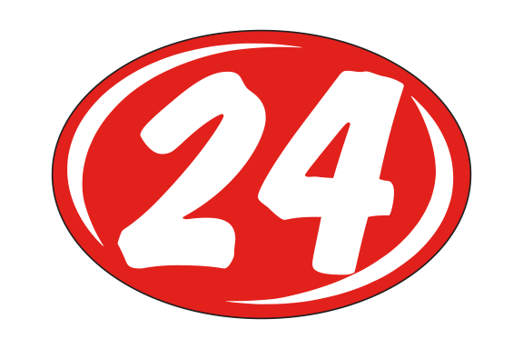 Window Sticker - Rounds - White on Red - Qty. 12