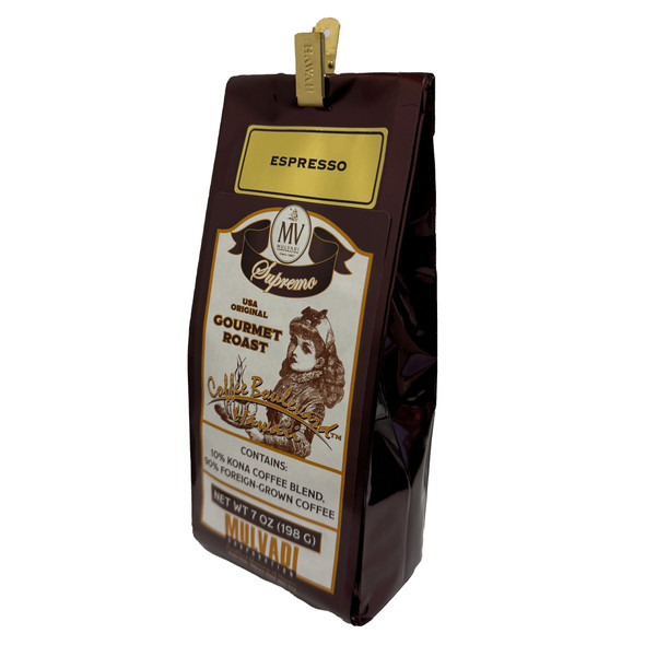 Mulvadi 10% Kona Coffee Blend Coffee Espresso Ground 7 oz Bag