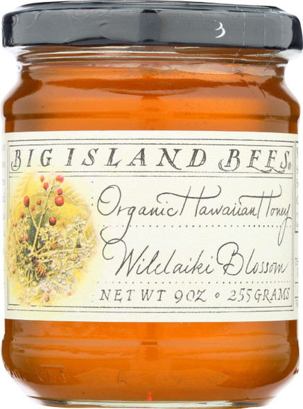 Big Island Bees Organic Wilelaiki (Hawaiian Christmas Berry) Raw Honey, Single Floral Variety 9 oz Glass Jar