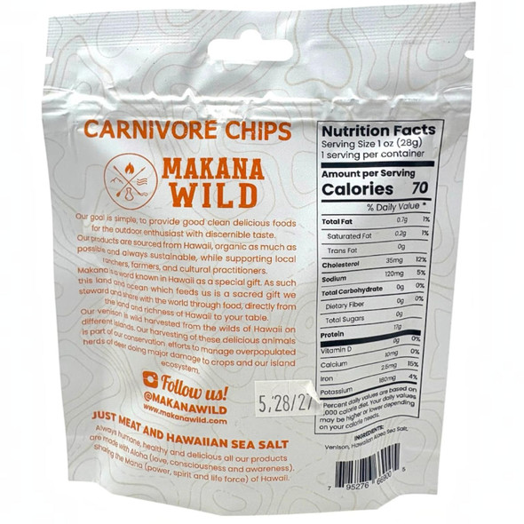 Makana Wild Carnivore Chips Hawaii Wild Harvested Venison 1 oz - view 2