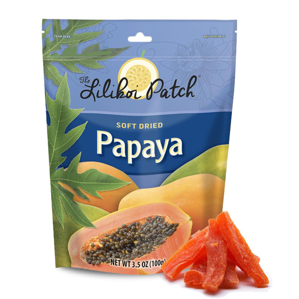 Lilikoi Patch Soft Dried Papaya 3.5 oz Chewy, Sweet, and Straight from Hawaii
