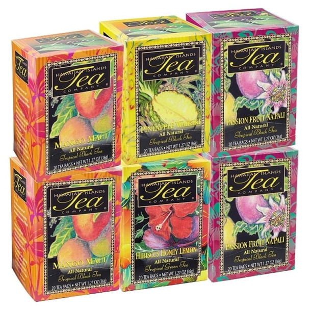 Hawaiian Islands Tea, Favorite Teas Six Box Collection (Six 1.27 Oz. Boxes with 20 Tea Bags Per Box)