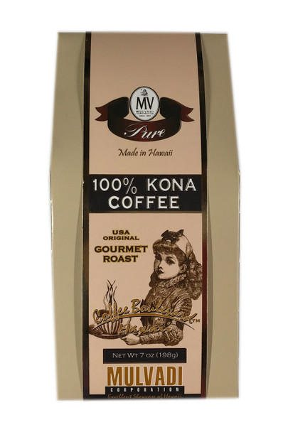 Mulvadi 100% Kona Coffee Old Fashioned Grind, Medium-Dark Roast 7 oz.