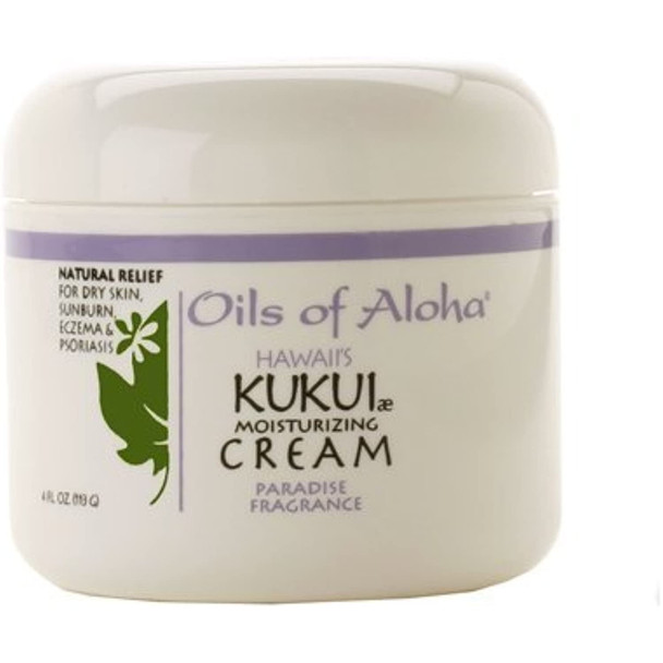 Oils of Aloha KUKUI Moisturizing Cream Paradise Fragrance 4 Fl. Oz. - Natural Relief for Dry, Eczema & Psoriasis Skin - Daily Use