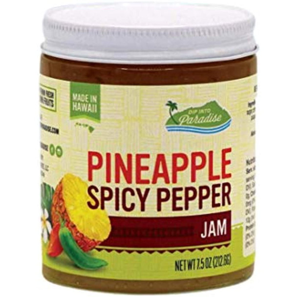 Dip Into Paradise Pineapple Spicy Pepper Jam 7.5 Ounce Glass Jar