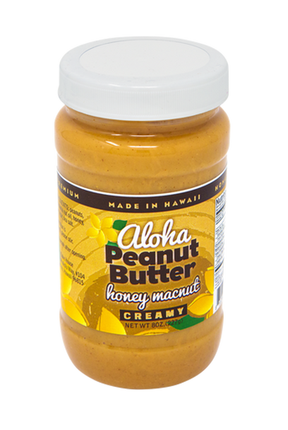 Aloha Bake House Creamy Honey Peanut Butter with Macadamia Nuts - 8 Oz Jar