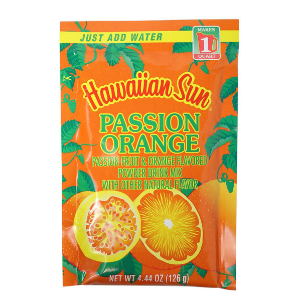 Hawaiian Sun Passion Orange Powder Fruit Drink Mix 4.44 Oz. Bag