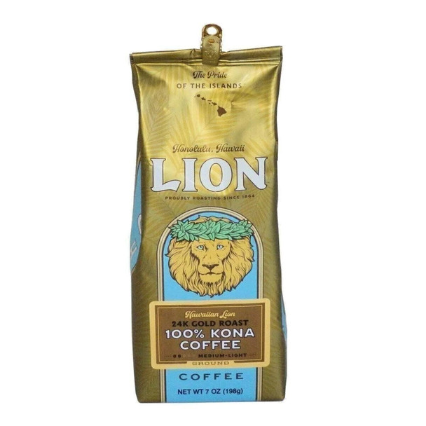 Lion Coffee, 24K Gold Roast, 100% Kona, Ground, 7 Ounce Bag