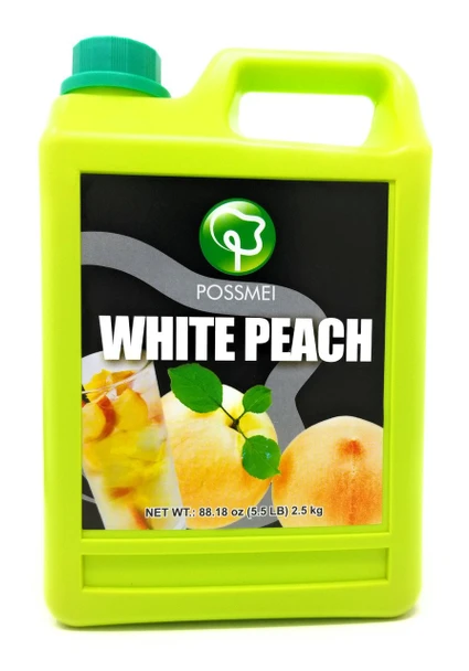Possmei Flavored Syrup, White Peach, 5.5 Pound