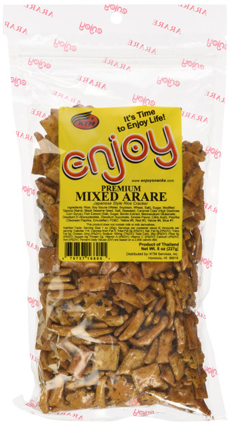 Enjoy Premium Mix Arare Japanese Rice Crackers - High-Quality Seaweed Infused Savory Snack, 8 oz Resealable Bag