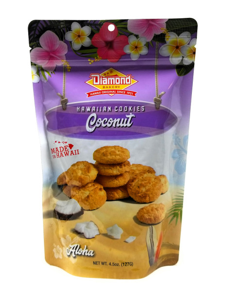 Diamond Bakery Hawaiian Coconut Cookies – 4.5 oz Resealable Pouch – Made in Hawaii