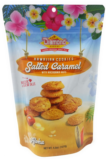 Diamond Bakery Hawaiian Cookies Salted Caramel with Macadamia Nuts 4.5 oz Resealable Pouch